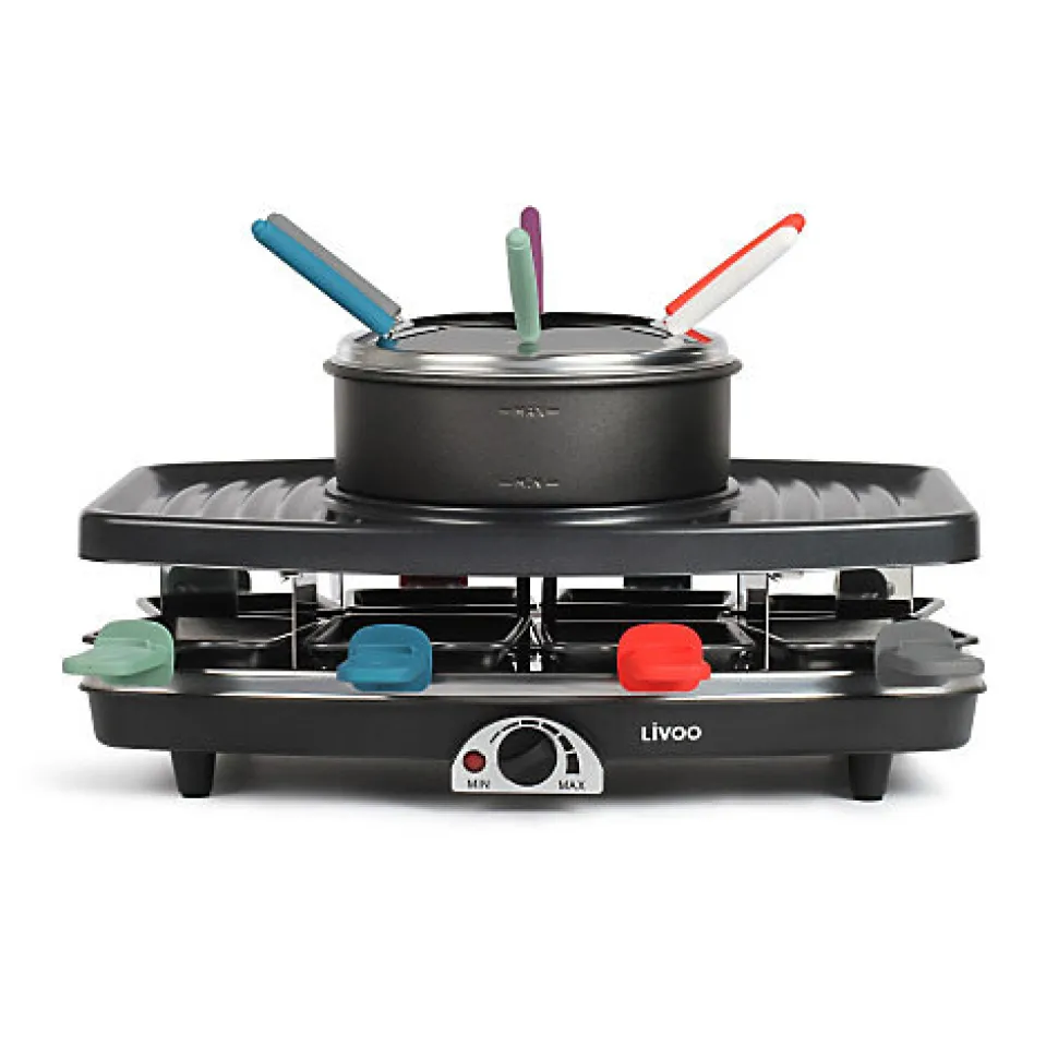 Appareil à raclette et fondue pour 8 personnes 1100W