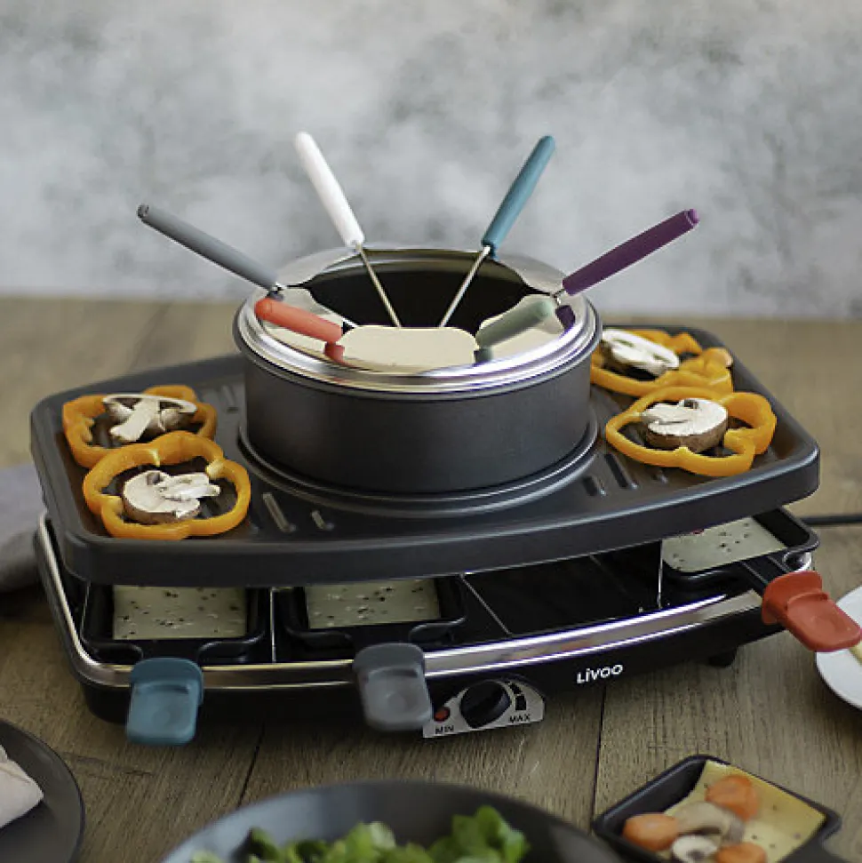 Appareil à raclette et fondue pour 8 personnes 1100W