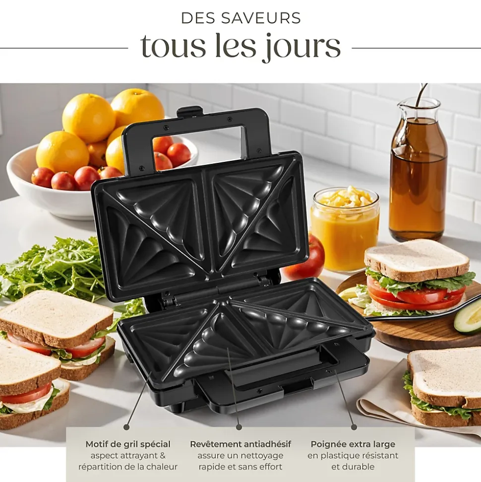 Appareil à sandwichs antiadhésif et résistant à la chaleur 1000W
