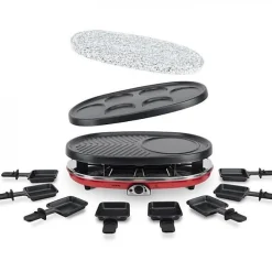 Appareil a Raclette 4 en 1 HKoeNIG - RP418 - Juqu'a 8 personnes - 3 plaques interchangeables - Température réglable - 1500W