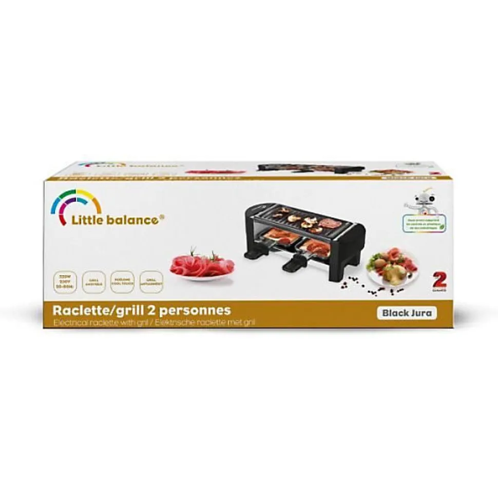 Appareil a raclette - LITTLE BALANCE - Juste nous 2 - 350 W - 2 personnes - Blanc / Noir