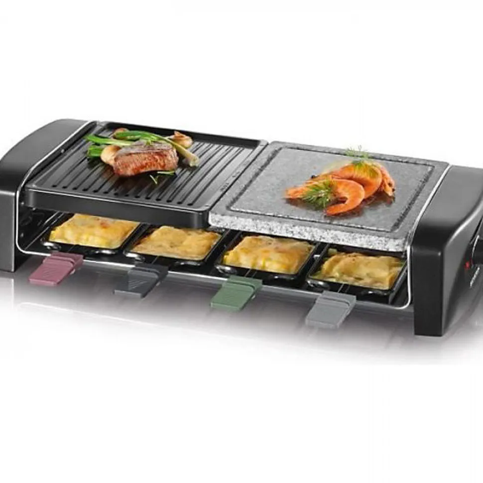 Appareil a Raclette SEVERIN - RG9645 - Jusqu'a 8 personnes - Plaques de cuisson combinées - 1400W