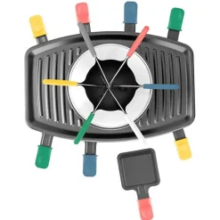 Appareil a Raclette CONTINENTAL EDISON CERFG86B et fondue 8 personnes - Noir