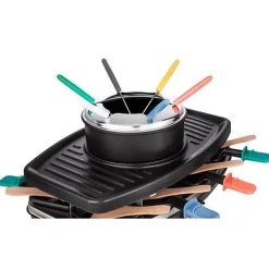 Appareil a Raclette CONTINENTAL EDISON CERFG86B et fondue 8 personnes - Noir