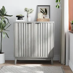 Armoire à bords rainurés, buffet indépendant,armoire en bois,gris,lavable,étagères réglables