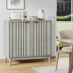 Armoire à bords rainurés, buffet indépendant,armoire en bois,gris,lavable,étagères réglables