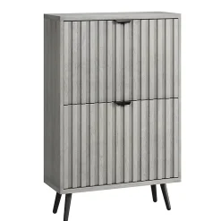 Armoire à chaussures dissimulée avec design rainuré,60cm,gris,2 tiroirs à abattants,