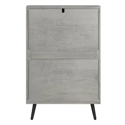 Armoire à chaussures dissimulée avec design rainuré,60cm,gris,2 tiroirs à abattants,