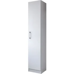 Armoire de Buanderie - LAVANDE - 1 Porte - Blanc - 5 Niches - Dimensions L 35 x H 170 cm