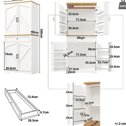 Armoire de cuisine haut de gamme avec 12 compartiments,80x40x180cm,en MDF et aggloméré,moderne