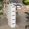 Armoire de Rangement à roulettes Etroite, Chariot en Plastique Mince à 3/4/5/6 Tiroirs, Roues Intégrées (5 Tiroirs,Blanc)