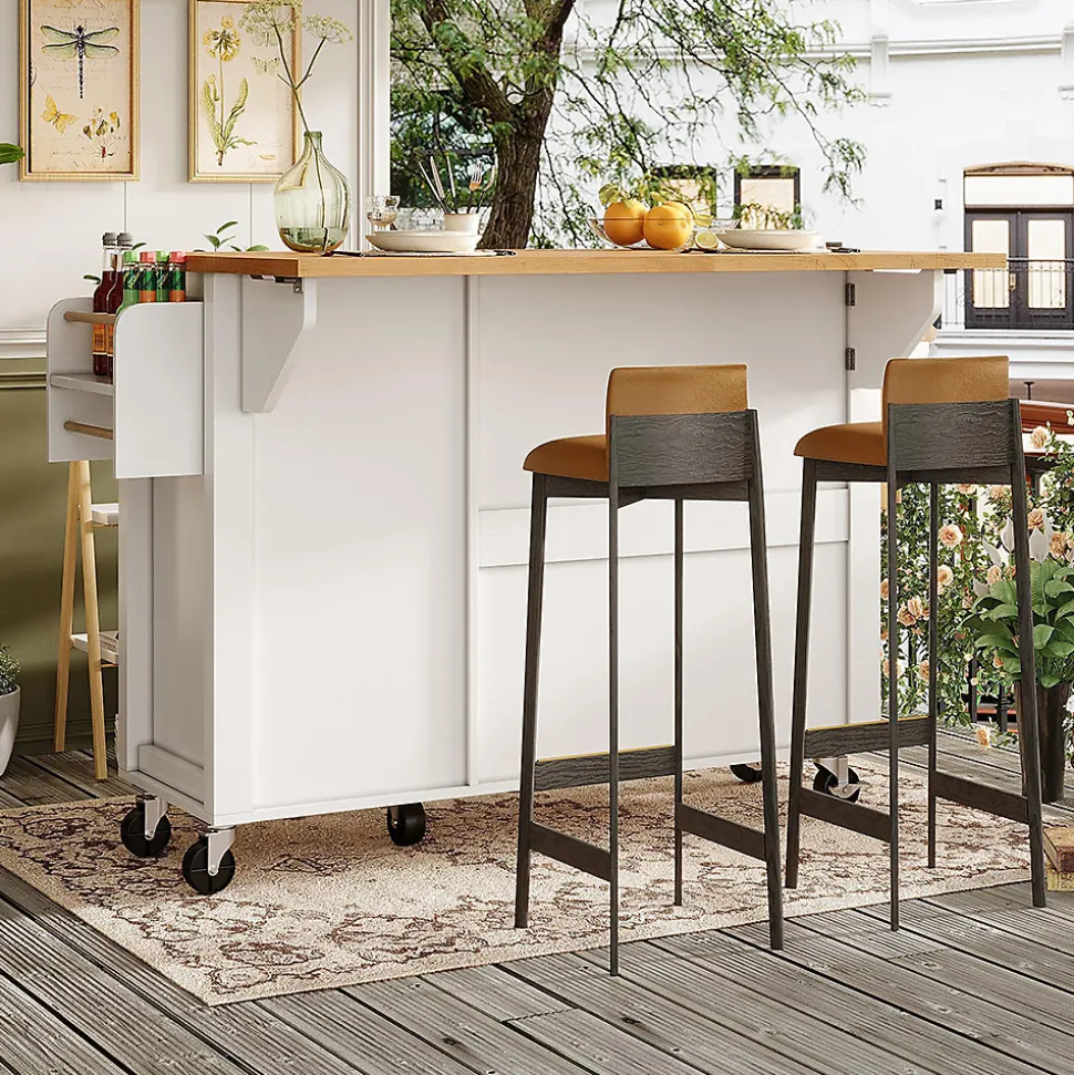 Armoire îlot cuisine 99x70x90 cm, roulettes, 1 tiroir, 3 portes, étagères réglables