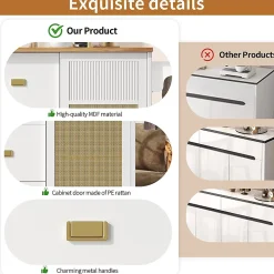 Armoire îlot indépendante 120x73x90 cm, roulettes, étagères réglables, porte-serviettes - blanc