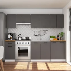 Armoires de cuisine haute AKORD W60 OLIWIA Blanc 60 cm 2 portes façade Gris Graphite 2 étagères 60x30x58 cm