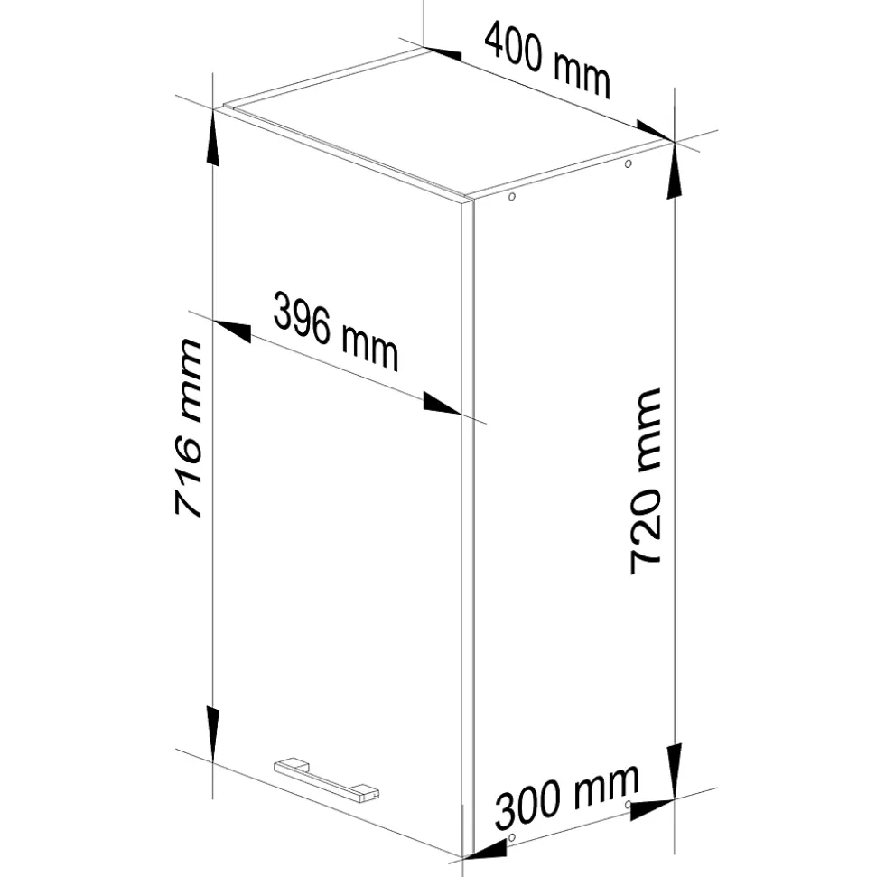 Armoires de cuisine haute AKORD W40 OLIWIA H720 Blanc 40 cm 1 porte façade Gris Graphite 2 étagères 40x30x72 cm