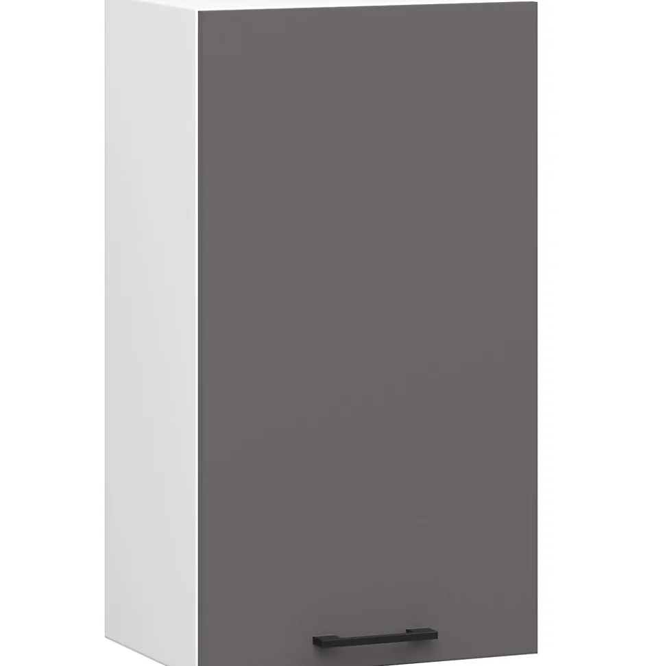 Armoires de cuisine haute AKORD W40 OLIWIA H720 Blanc 40 cm 1 porte façade Gris Graphite 2 étagères 40x30x72 cm