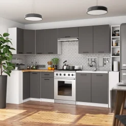 Armoires de cuisine haute AKORD W40 OLIWIA H720 Blanc 40 cm 1 porte façade Gris Graphite 2 étagères 40x30x72 cm