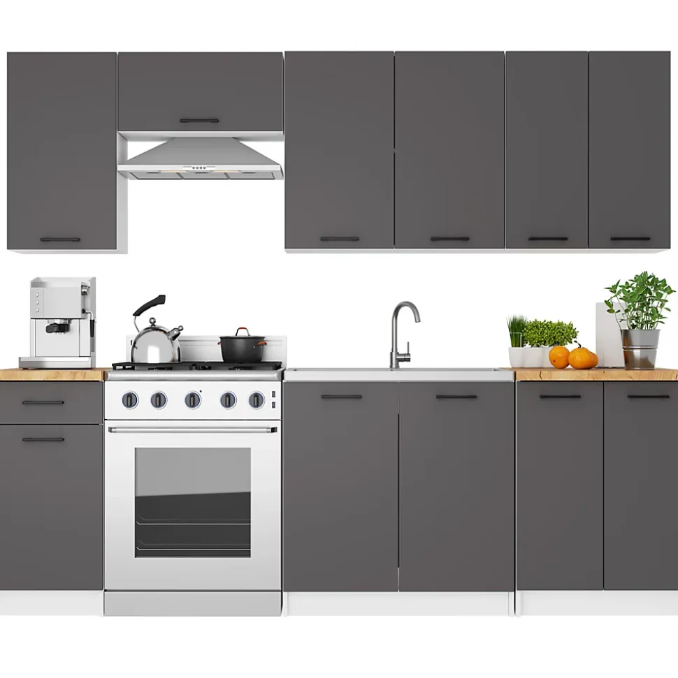 Armoires de cuisine haute AKORD W40 OLIWIA H720 Blanc 40 cm 1 porte façade Gris Graphite 2 étagères 40x30x72 cm