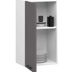 Armoires de cuisine haute AKORD W40 OLIWIA H720 Blanc 40 cm 1 porte façade Gris Graphite 2 étagères 40x30x72 cm