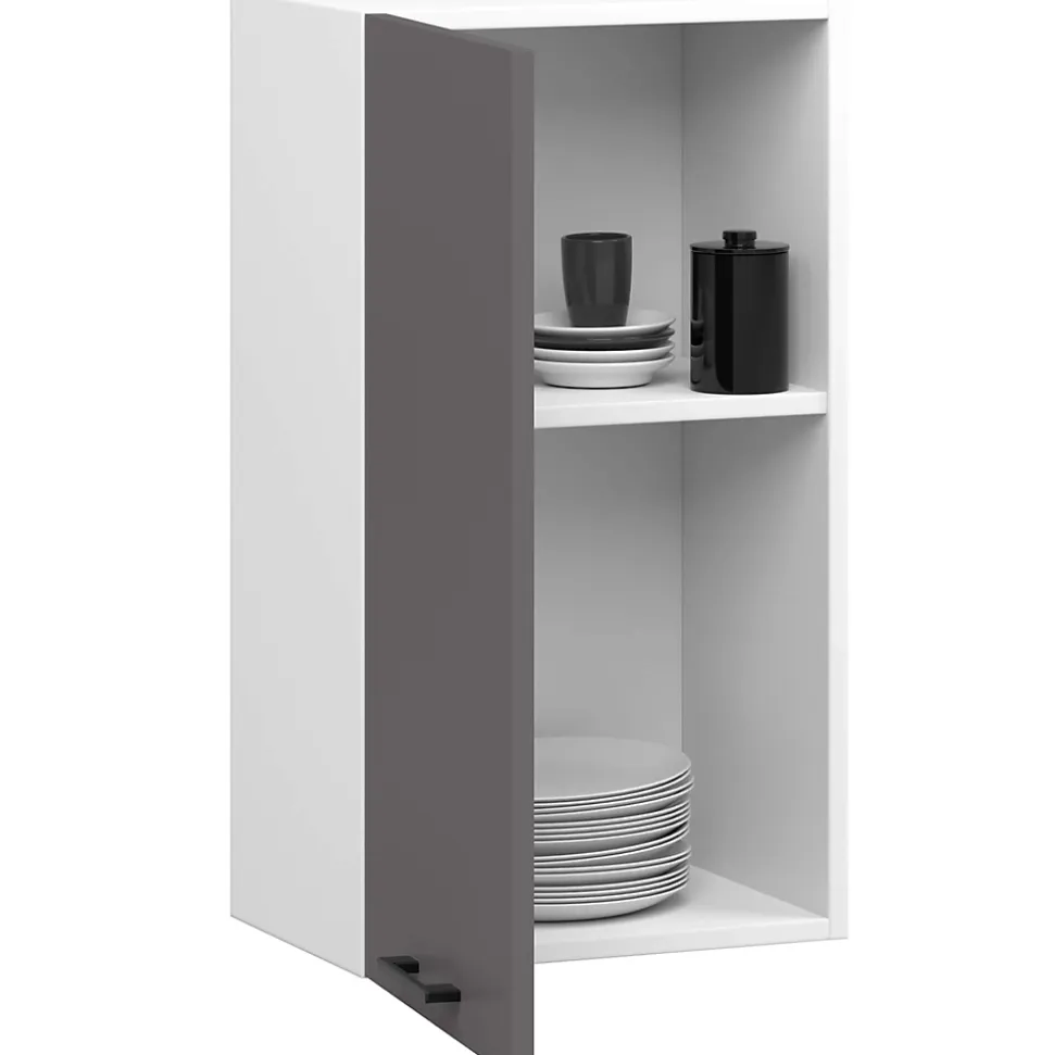 Armoires de cuisine haute AKORD W40 OLIWIA H720 Blanc 40 cm 1 porte façade Gris Graphite 2 étagères 40x30x72 cm