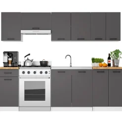 Armoires de cuisine haute AKORD W80 OLIWIA H720 Blanc 80 cm 2 portes façade Gris Graphite 2 étagères 80x30x72 cm