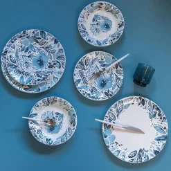 Assiette plate Jardin bleu 27 cm (lot de 6)