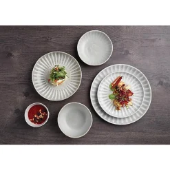 Assiette Restaurant Creuse 220 ou 150 mm Corallite - Lot de 6 - Olympia - Gris - l0.1- L0.1- P0.1- h6.5- Grès