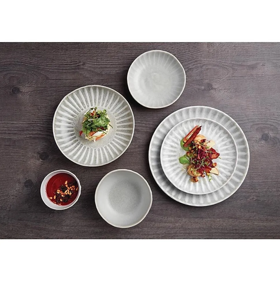 Assiette Restaurant Creuse 220 ou 150 mm Corallite - Lot de 6 - Olympia - Gris - l0.1- L0.1- P0.1- h6.5- Grès