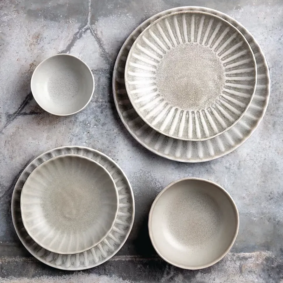 Assiette Restaurant Creuse 220 ou 150 mm Corallite - Lot de 6 - Olympia - Gris - l0.1- L0.1- P0.1- h6.5- Grès