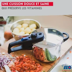 Autocuiseur vapeur en acier inoxydable 18/10 22 cm 3 à 6 litres Elo Praktika Plus XL