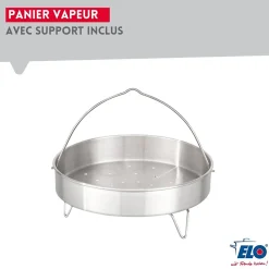 Autocuiseur vapeur en acier inoxydable 18/10 22 cm 3 à 6 litres Elo Praktika Plus XL