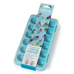 Bac à glaçons rond turquoise avec couvercle