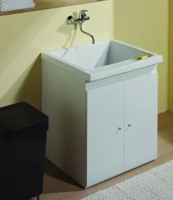 Bac à laver RIBA - Dimensions : 39 x 60 cm - Profondeur de la cuve : 34 cm - couleur : blanc brillant