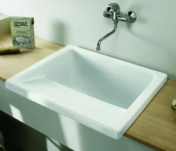 Bac à laver RIBA - Dimensions : 74 x 64 cm - Profondeur de la cuve 33 cm - couleur : blanc brillant