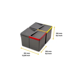 Bacs de tri pour tiroir de cuisine Recycle 2 bacs de 12 litres