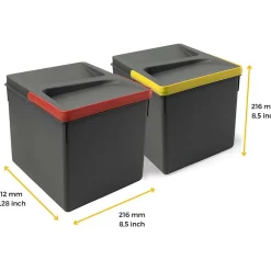 Bacs de tri pour tiroir de cuisine Recycle 2 bacs de 12 litres