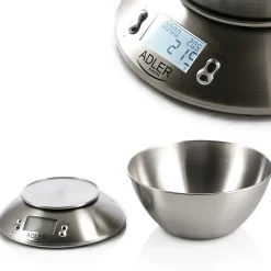 Balance de cuisine Adler AD 3134 avec bol 2L, capacité 5kg, précision 1g