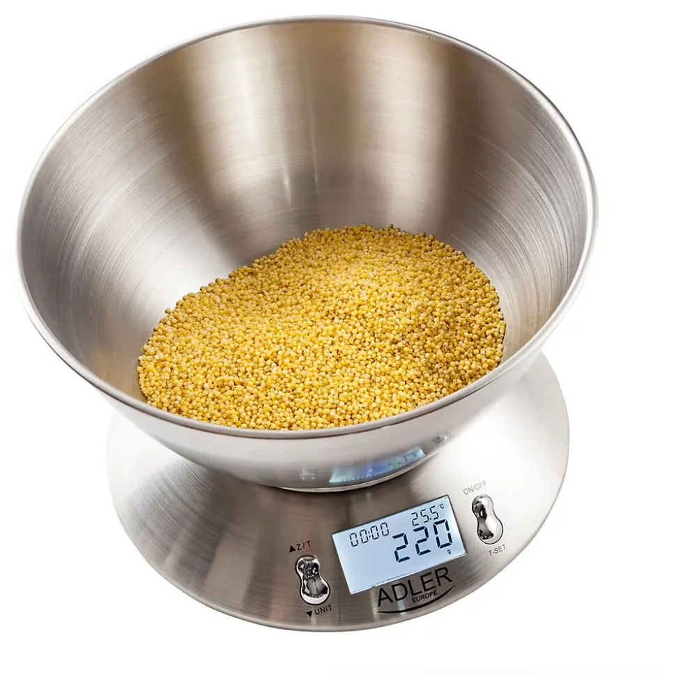 Balance de cuisine Adler AD 3134 avec bol 2L, capacité 5kg, précision 1g
