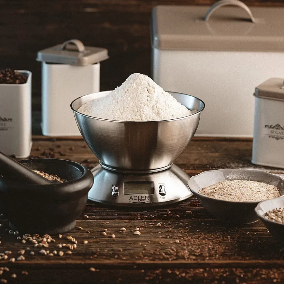 Balance de cuisine Adler AD 3134 avec bol 2L, capacité 5kg, précision 1g