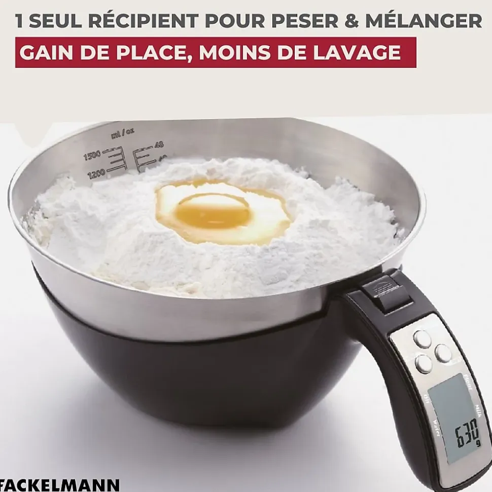 Balance de cuisine avec bol inox détachable Fackelmann
