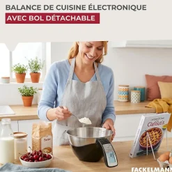 Balance de cuisine avec bol inox détachable Fackelmann
