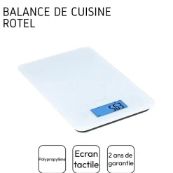 Balance de cuisine Blanche électronique écran tactile Rotel