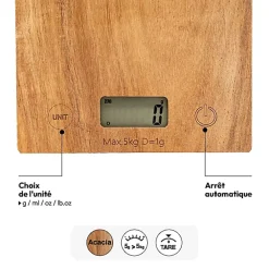Balance de cuisine digitale Harmony en acacia - Marron- 5five