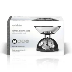 Balance de cuisine Retro Noire Analogique Bol amovible 5kg Acier Fonction Tare NEDIS