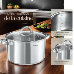 Batterie de cuisine 15 pièces en acier inoxydable pour induction