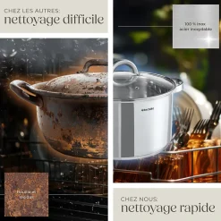 Batterie de cuisine 15 pièces en acier inoxydable pour induction