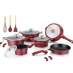 Batterie de cuisine 17 pièces Bordeaux Royalty Line RLES2014M-BUR