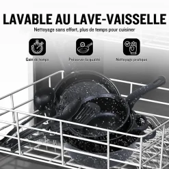 Batterie de cuisine 13 pieces avec cuilliere Noir Herzberg HG04241