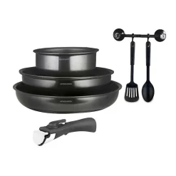 Batterie de cuisine - Tous feux dont induction - Arthur Martin - AM9582 - Aluminium - Anti-adhésif - 6 pieces - Poignée amovib