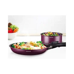 Batterie de cuisine - Tous feux dont induction - ARTHUR MARTIN - AM2991 - Aluminium revetement anti-adhésif - 10 pieces - Prune